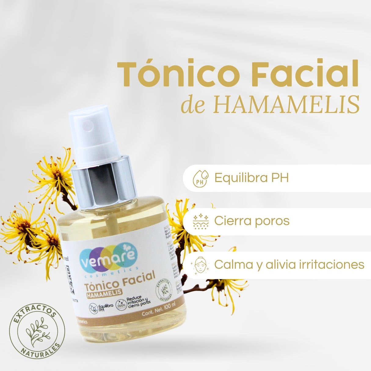 Tónico Facial De Hamamelis Vemare Piel Balanceada 100ML