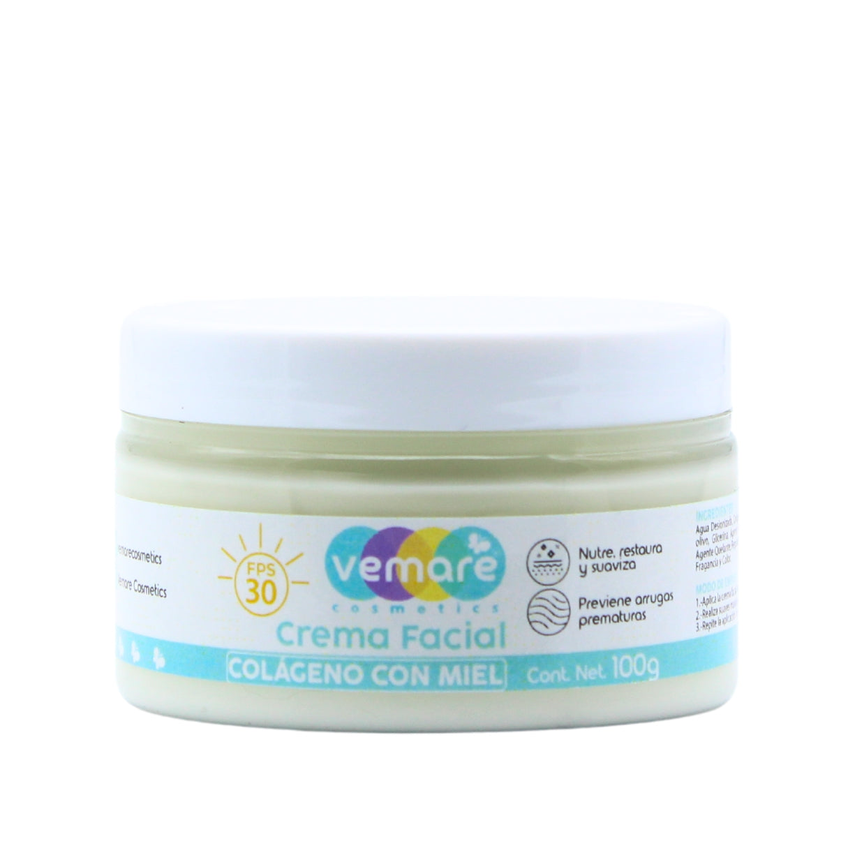 Crema Facial De Día Colágeno Y Miel Con Filtro Solar Vemare
