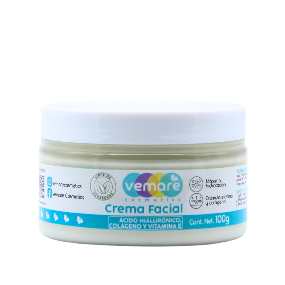 Crema Facial De Ácido Hialurónico, Colágeno, Vitamina E