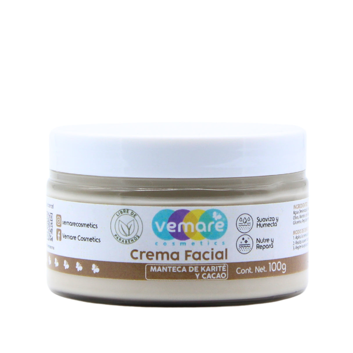 Crema Facial De Manteca De Karité Y Cacao Vemare