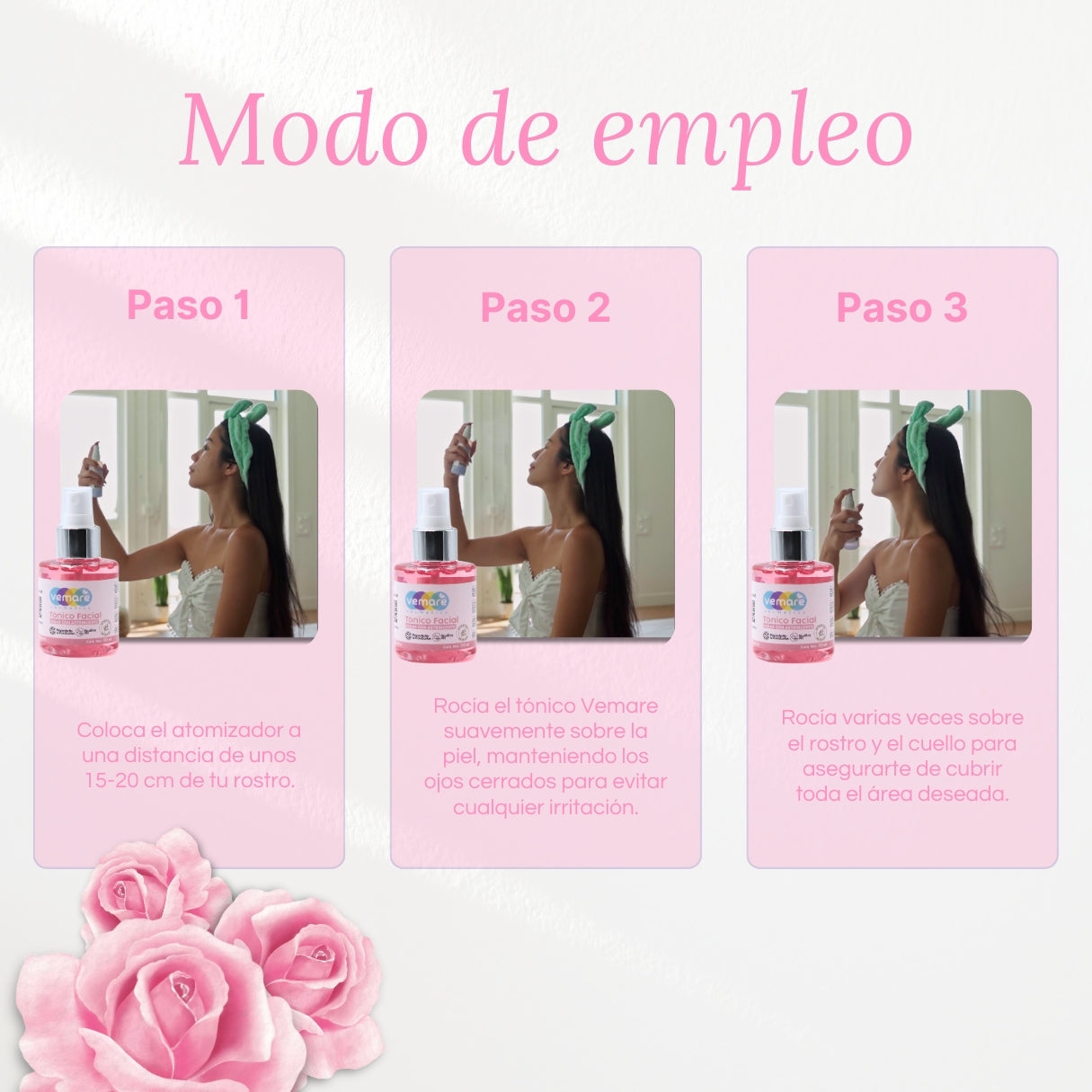 Tónico Facial De Rosas Con Astringente Vemare 100ML