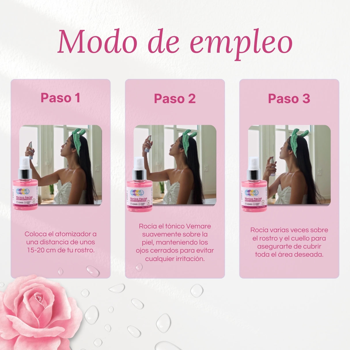 Tónico Facial De Rosas Con Glicerina Vemare Limpiador 100ml