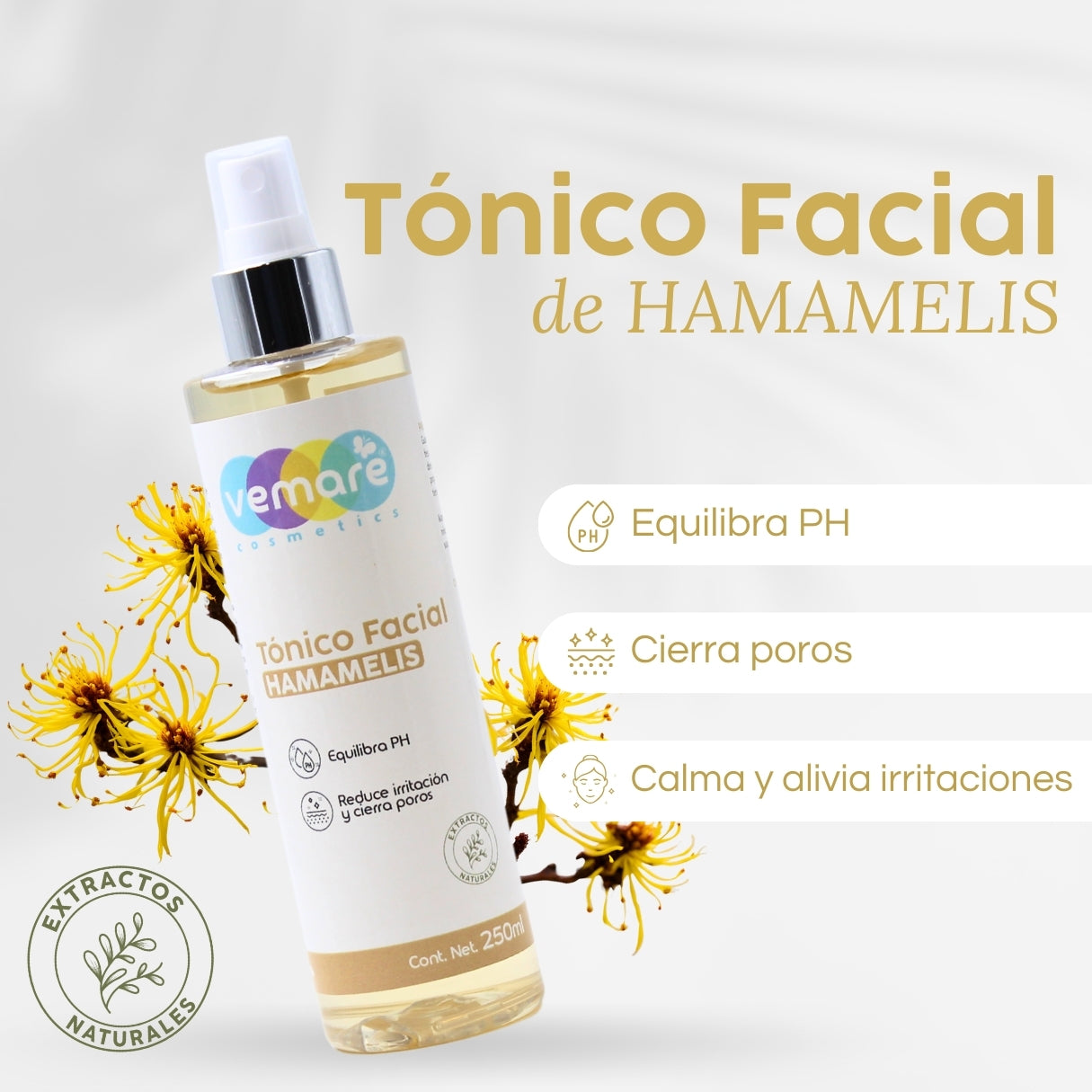 Tónico Facial De Hamamelis Vemare Piel Balanceada 250ML