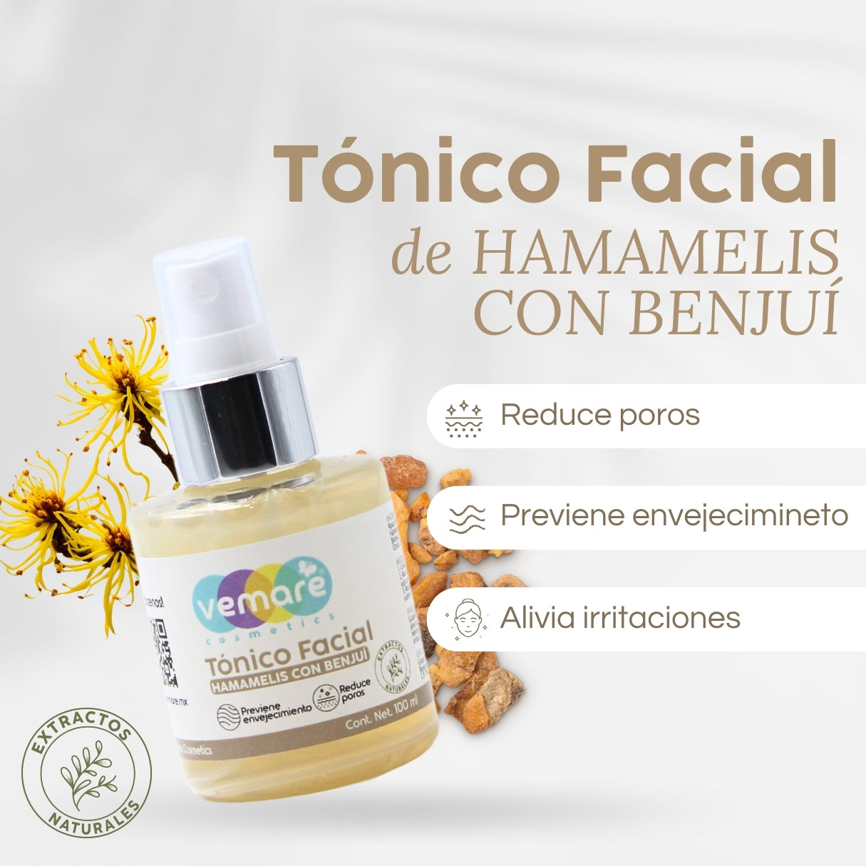 Tónico Facial De Hamamelis Con Benjuí De Vemare 100ML