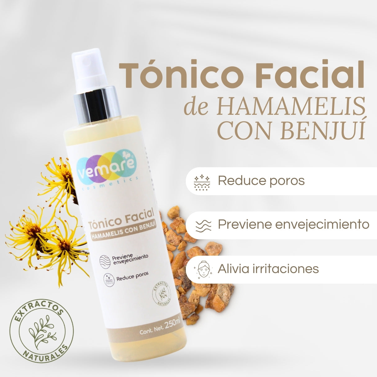 Tónico Facial De Hamamelis Con Benjuí De Vemare 250ML