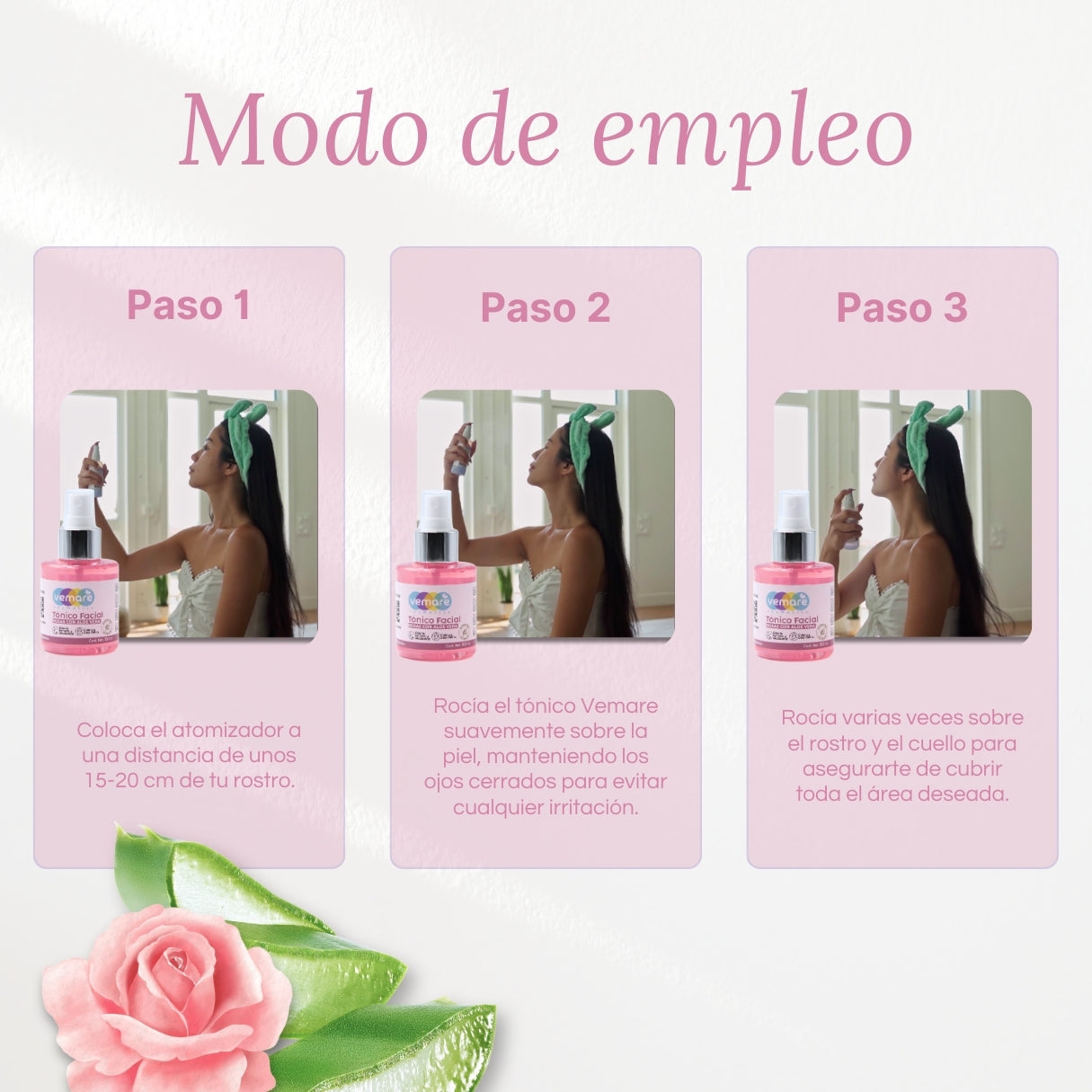Tónico Facial Rosas Con Aloe Vera Vemare 100ML