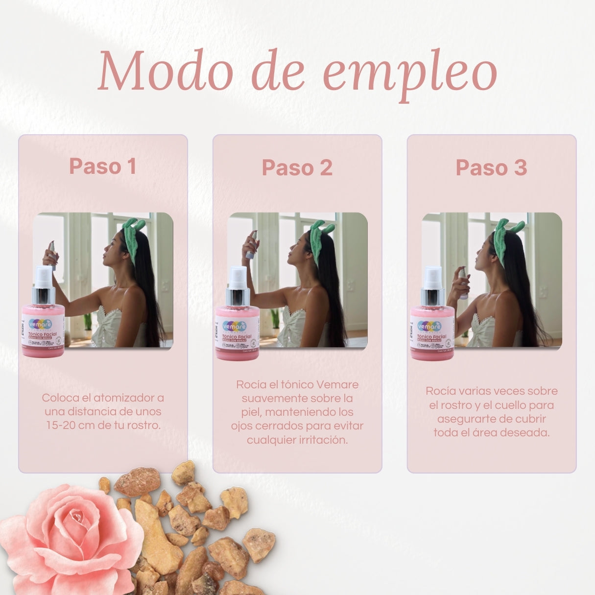 Tónico Facial De Rosas Y Benjuí Vemare Antioxidante 100ML