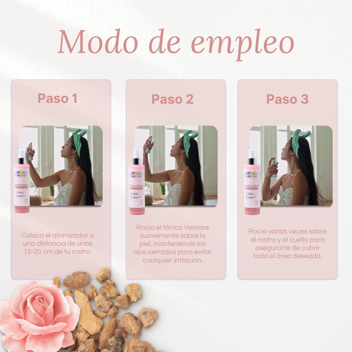 Tónico Facial De Rosas Y Benjuí Vemare Antioxidante 250ML
