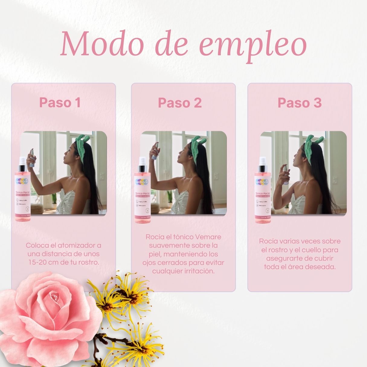 Tónico Facial De Rosas Con Hamamelis Vemare Hidrata 250ML