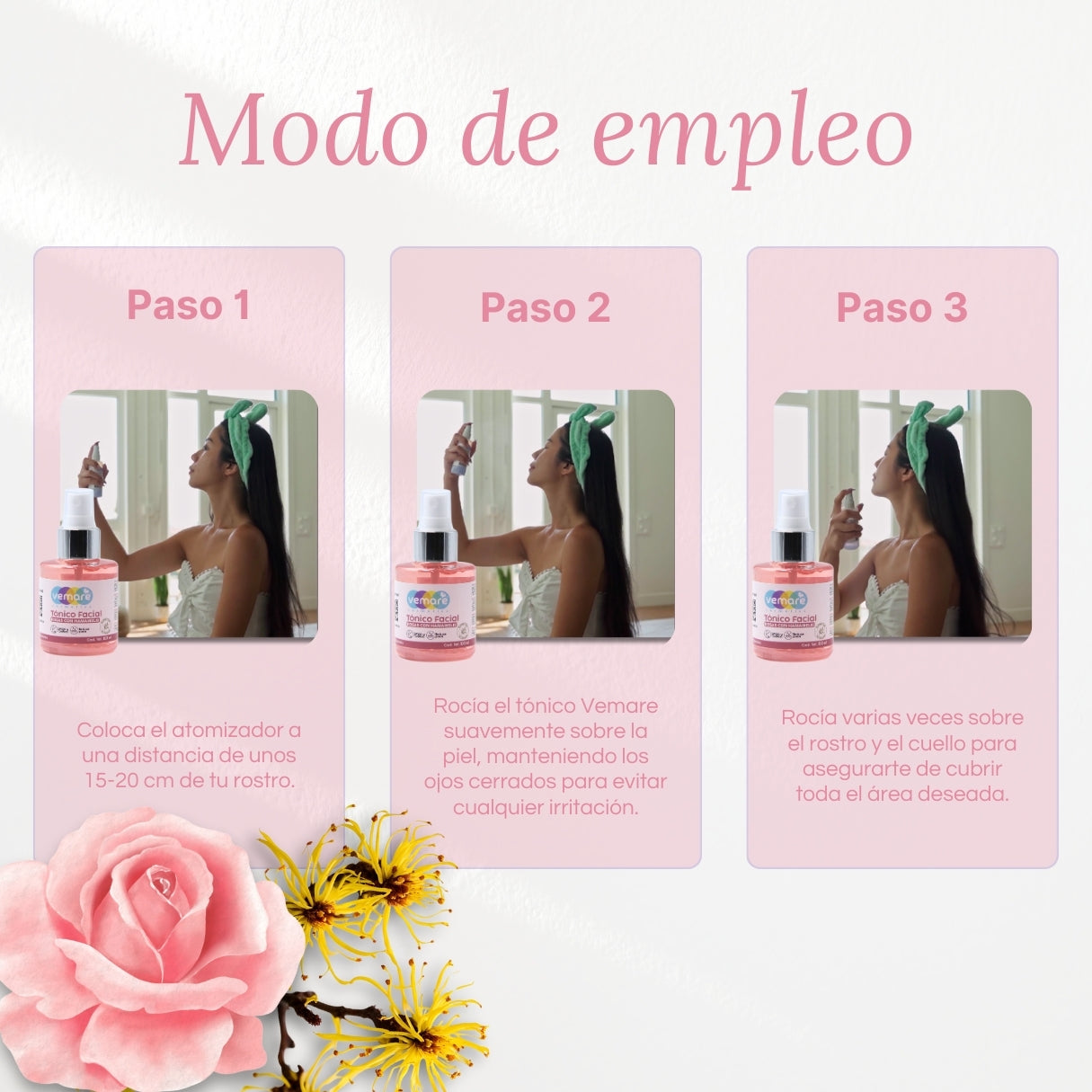 Tónico Facial De Rosas Con Hamamelis Vemare Hidrata 100ml