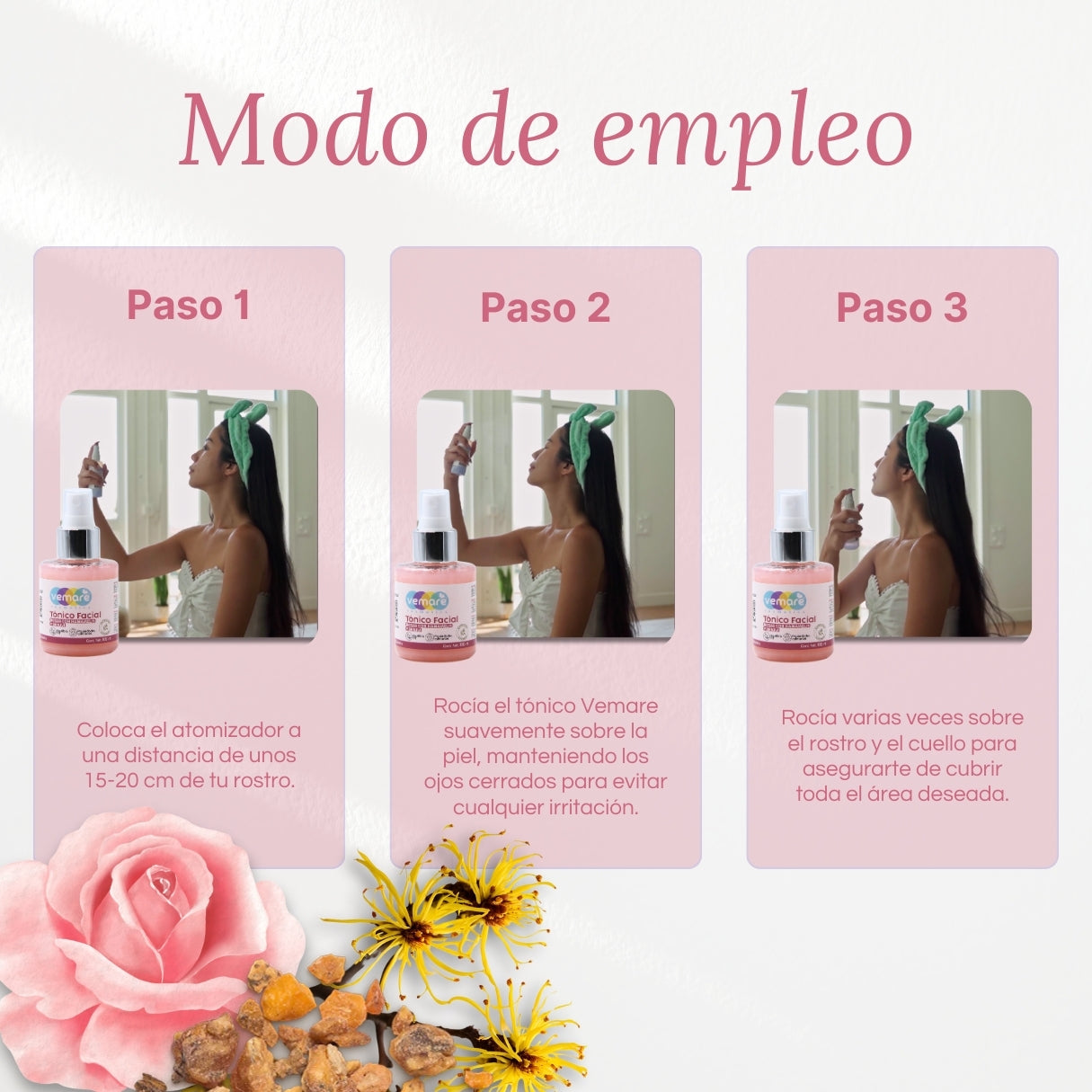 Tónico Facial Rosas Con Hamamelis Y Benjuí Vemare 100ML
