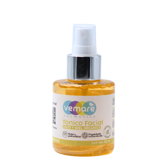 Tónico Facial De Coco Y Miel Orgánica Vemare Calmante