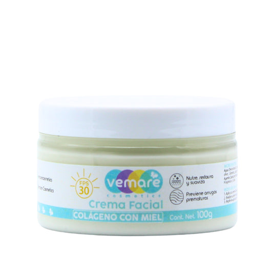 Crema Facial De Día Colágeno Y Miel Con Filtro Solar Vemare
