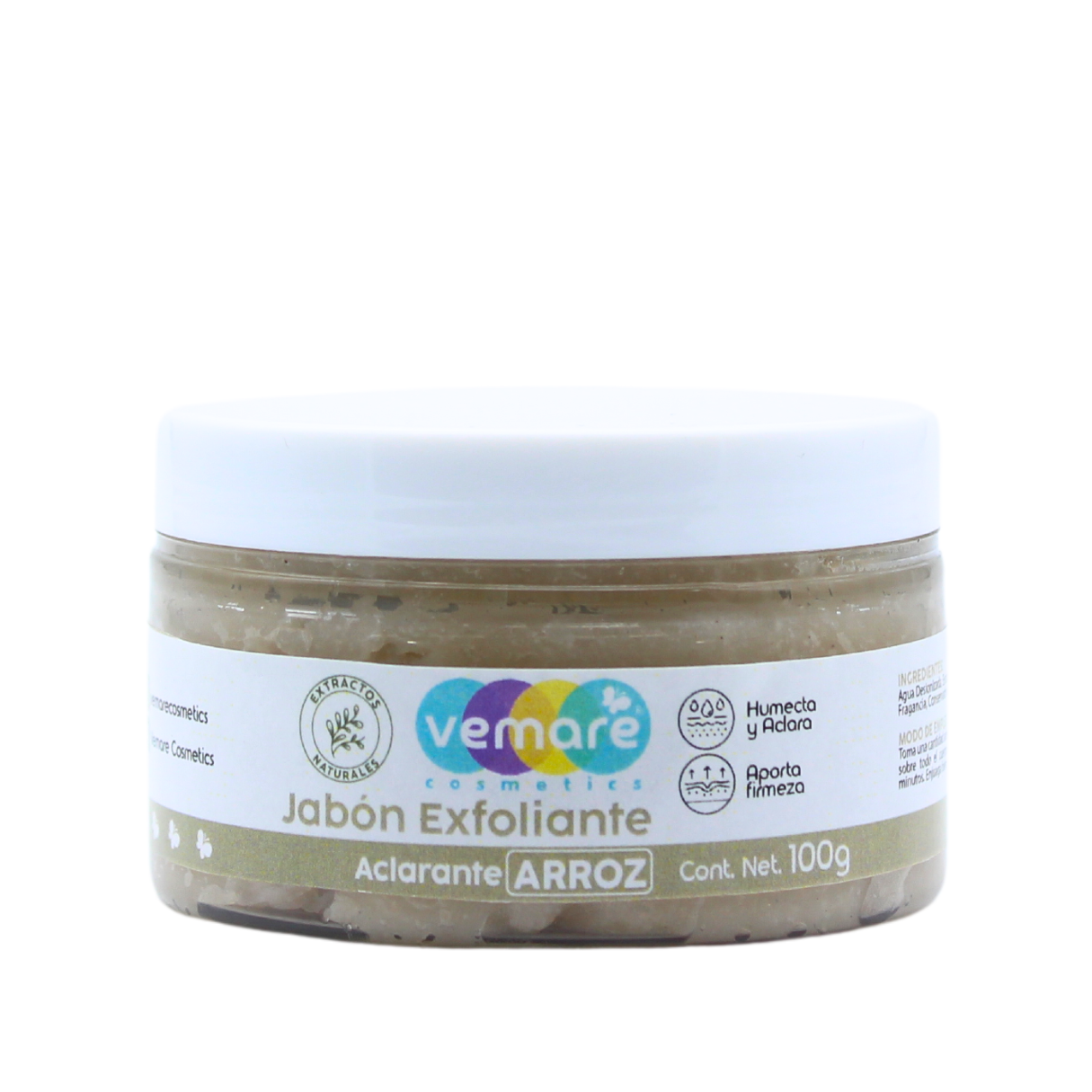 Jabón Exfoliante Y Aclarante De Arroz Vemare Firmeza