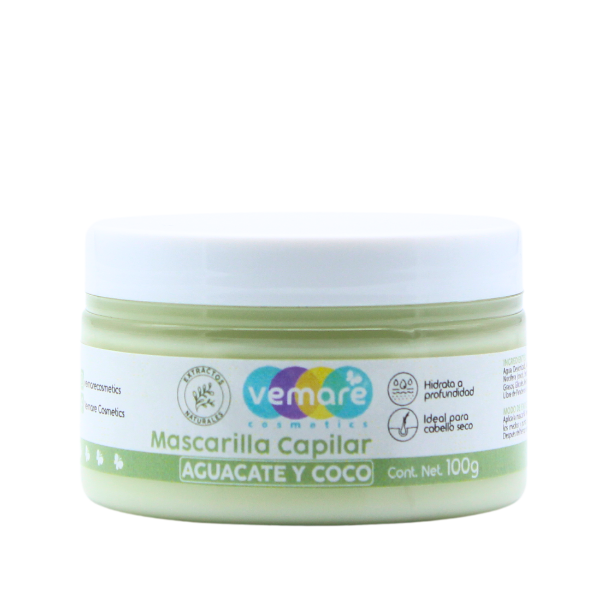 Mascarilla Capilar De Aguacate Y Coco Vemare Hidrata