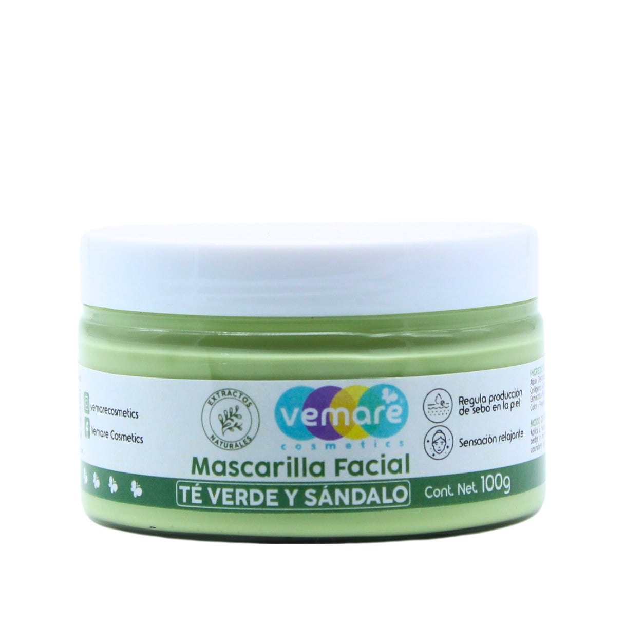Mascarilla Facial De Té Verde Y Sandalo Vemare