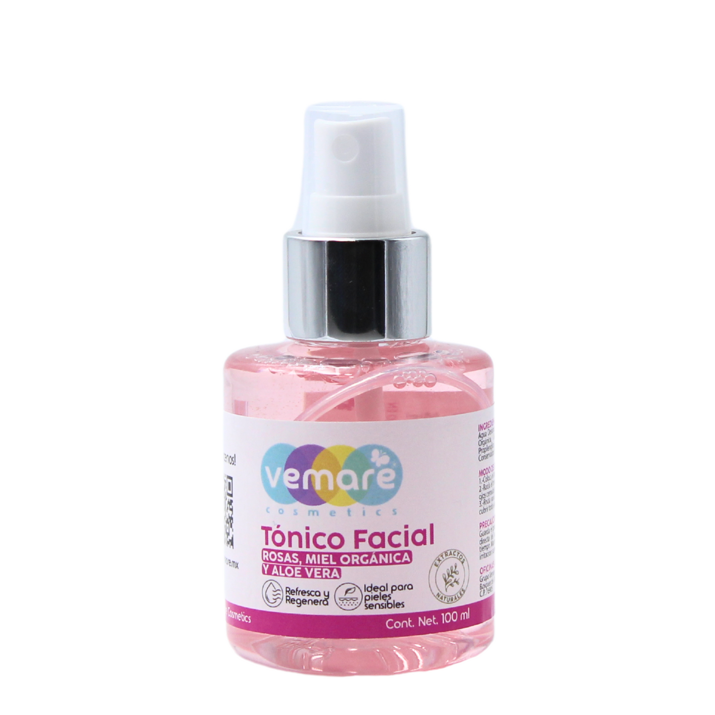 Tónico Facial Rosas, Miel Orgánica Y Aloe Vera Vemare