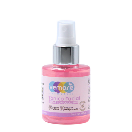 Tónico Facial De Rosas Con Colágeno Vemare Piel Joven