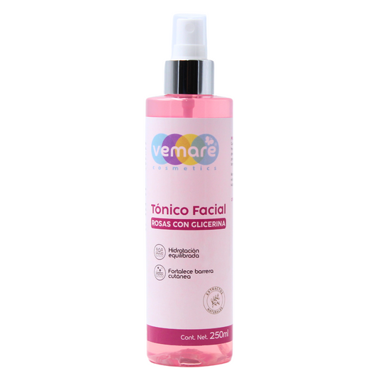 Tónico Facial De Rosas Con Glicerina Vemare Limpiador 250ML